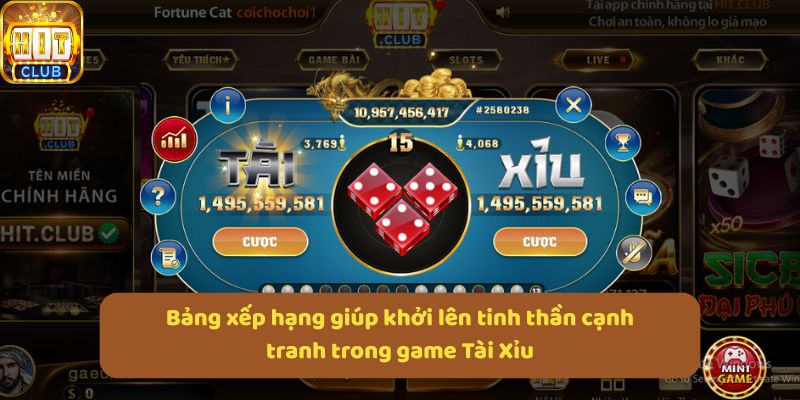 Bảng xếp hạng giúp khởi lên tinh thần cạnh tranh trong game Tài Xỉu